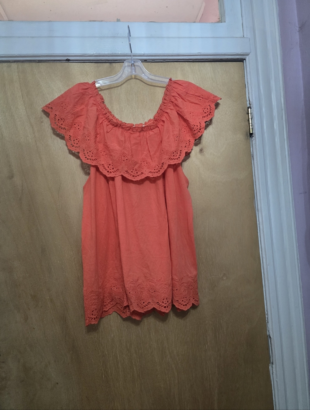 Soft Sueroundings Women’s Off-Shoulder Eyelet Top - Coral